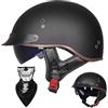 EHKINY Caschi Cromwell Vintage Casco Aperto For Moto Retrò - Mezzo Casco Omologato ECE DOT Con Visiera Resistente Ai Raggi UV, Vestibilità Regolabile, Design Aerodinamico(B,M=(57~58cm))