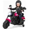 COSTWAY Moto Elettrica per Bambini, 6V Moto Cavalcabile con 2 Ruote di Supporto, Pedale, Fari e Musica, 2,4 km/h, per Bambini 3 Anni+, 79x58x56 cm (Rosa)