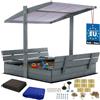KOTARBAU® Sabbiera per Bambini - Legno di Pino - 120 x 120 cm - Grigio - Sabbiera con Coperchio - con Tetto Grigio e Sedute - da Esterno Giardino - Protezione Sole Pioggia