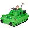 DevSeries Brookhaven Feature Tank 7.5 Inch Veicolo con luci, battistrada di lavoro, torretta espulsiva, figura da 2,75 pollici e codice articolo virtuale esclusivo