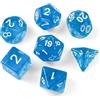 SLAKOZYT Set di 7 dadi poliedrici, cubetti di poliedro con glitter trasparenti per dungeons & Dragons RPG MTG DND (blu trasparente)