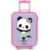 NoBoringSuitcases.com® Valigia Rosa Per Bambini Compatto 48x31x19 cm Bagaglio Ultraleggero Trolley A Mano Rigidi LED Ruote Valigie Bimbi - Ragazze - Kawai - Balletto - Panda