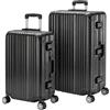 Travelhouse London, valigetta rigida in alluminio, con telaio in alluminio, diverse misure e colori, T1169, Nero , Koffer-Set (M+L), Set di valigie