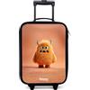NoBoringSuitcases.com® Valigia Per Bambini Compatto 48x31x19 cm Bagaglio Ultraleggero Trolley A Mano Rigidi LED Ruote Valigie Bimbi - Ragazze - Mostro - Corna - Arancione