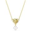 Swarovski Pendente Lifelong, Taglio Round, Cuore, Bianco, Placcato color oro