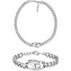 Diesel Uomo Set Bracciale e collana in acciaio inossidabile color argento, Set