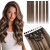 Elailite Extension Capelli Veri Clip Naturali 5 Ciocche Singole con Silk Lace 30cm 38g per Volume/Mèches #2RP6 Marrone Scuro/Marrone Chiaro