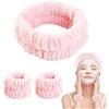 Bighan 3 Pezzi Fasce per Lavaggio di Viso, Fasce di Testa per Lavaggio di Viso Trucco e Braccialetto da Polso, per Bagno Yoga, Skincare Bande, per Spa Trucco, Rosa