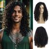 Dsimeig Parrucche lunghe riccie nere per gli uomini Halloween Costume Party