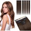 Elailite Extension Capelli Veri Clip Naturali 5 Ciocche Singole con Silk Lace 25cm 36g per Volume/Mèches #2R Marrone Scuro