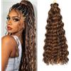 MLETULIPS Extension per capelli intrecciati all'uncinetto ricci, onda profonda, capelli a onde oceaniche, intrecciati all'uncinetto, morbidi, sintetici, bohémien, a onde d'acqua, per donne (P4/30#, 45