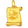 Rodium - Ciondoli in oro con il segno zodiacale dei Pesci su papiro, oro 14k/finezza 585, ciondoli per collane o bracciali a catena