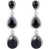Clearine Orecchini Donna magnifico Piccolo - Grande Triple a goccia Cristallo pendenti Nero Argen-fondo