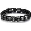Wamantic Bracciale da Uomo in Pelle Personalizzato con Nome Braccialetti per Papà Nonno Marito Fidanzato Regali Personalizzati per la Festa del papà Natale (Nero-7 nome)