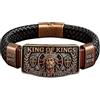 Generico Bracciale della Fede Re dei Re - Regalo: Bracciale Cristiano Regolabile in Pelle con Incisione di Gesù Cristo - Idea Regalo per Uomini, Mariti e Papà (1PC)