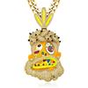 ICEDIAMOND Smalto Freddo Dipinto Arte Astratta Misteriosa Tribù Capo Pendente Cuban Chain Necklace, Iced Out Bling CZ Diamante Placcato Oro Hip Hop Fascino Gioielli per Gli Uomini (Gold,20''Cuban)