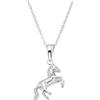 amor Collana con Ciondolo in Argento 925 Collana da bambina in Argento 925, 35+3 cm, Argento, cavallo, Fornita in confezione regalo per gioielli