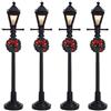 Gas Lantern Street Lamp Lemax 64498 - Set di 4 Lampioncini Storici Illuminati