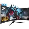 Monitor Gaming 34 Pollici Ultrawide Curvo 1500R 144Hz UWQHD 3440x1440 Adaptive S