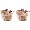 Vjsujehgy 2X Cesto per Bicicletta Vintage nel Rattan per Bambini Cestino per Scooter per Bici Cestino Anteriore per Bicicletta per Bambini, XS (Colore Legno)