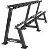 GORILLA SPORTS® Rastrelliera per Manubri - 245 x 62 x 49/91 cm, 2 Livelli, Carico Massimo 500 kg, in Acciaio, Nero - Porta Pesi, Porta Manubri, Rack, Supporto per Manubrio, Palestra, Fitness