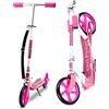 Lospitch Monopattino per bambini, monopattino in alluminio da 205 mm, monopattino a 2 ruote pieghevole con altezza regolabile, monopattino premium per bambini dai 5 anni (rosa)