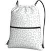 Generic Borsa con Coulisse White Gray Leopard Cheetah Animal Print Sportiva Sacche Multifunzione Zaino Casual Antipolvere per Compleanno Regalino Yoga