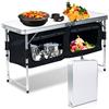 Izrielar Cucina da Campeggio con Telaio in Alluminio, Mobile da Campeggio con Tre Regolazioni di Altezza, Mobiletto da Campeggio Pieghevole All'aperto, Scatola da Cucina per Picnic