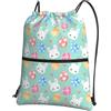 Generic Sportiva Sacche Happy Easter Bunny Borsa con Coulisse Pieghevole Sacca con Coulisse Leggero per Sport Compleanno Regalino