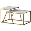 Vicco Tavolino da divano Myra, Marmo Bianco/Oro, 60 x 50 cm 2 parti, per un utilizzo flessibile come tavolino laterale o piano d'appoggio