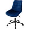 ML DESIGN modern living ML-Design Sedia da Scrivania Sedile in Velluto Sgabello Girevole Blu Struttura in Metallo Sedia da Ufficio Ergonomica Sedia Imbottita con Schienale Regolabile in Altezza Girevole a 360° con 5 Rotelle