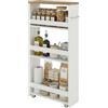Ginhow Carrello Cucina Salvaspazio 40 x 14 x 80 cm Carrello da Cucina Bianco con Ruote Carrellino Salvaspazio Carrello Portaoggetti Stretto per Cucina Bagno Detersivi Spezie