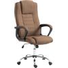 Vinsetto Sedia da Ufficio Ergonomica con Sedile Largo, Poltrona Scrivania Girevole in Tessuto Effetto Lino con Poggiatesta, Funzione Dondolo, Braccioli Imbottiti, Altezza Regolabile, Marrone