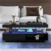 KOMHTOM Tavolino da salotto moderno a LED, con cassetti e scomparti aperti, tavolino da caffè nero, mobile da salotto (nero)