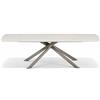 Cribel Tavolo Allungabile Genesi 160/240 cm in Gres Porcellanato Pietra Itaca Travertino con Gambe in Metallo Tortora per Cucina e Soggiorno, Gambe Incrociate Design Scultoreo, 6-10 Posti