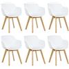 EGGREE Set di 6 Poltrona Moderno Design Sedie Cucina Scandinavo in Legno Faggio Bianche