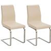 CLP Set da 2 sedie da pranzo Belfort in tessuto, sedie a sbalzo moderne imbottite con schienale alto, struttura stabile in acciaio inox | Colore crema