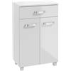 Deftrans - Mobile bagno bianco lucido 78 x 50 x 30 cm - Mobile bagno in piedi sottile - Comò con cassetto - Mobili da bagno per piccoli bagni