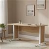 Dmora - Scrivania Marcerre, Scrittoio multiuso, Tavolo per ufficio porta PC, Piano di lavoro, 150x80 h75 cm, Quercia e Bianco