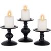 Sziqiqi Vintage Nero Portacandele a Colonna Set di 3 Portacandele In Metallo Porta Candele Retrò Opaco Centrotavola Ornamenti Per Tavolino da Pranzo Mantello Decorazione per Caminetto