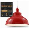 DC VOLTAGE Lampada a sospensione moderna a tensione continua, paralume in metallo nero, facile da installare, attacco E27 con cavo regolabile, lampada a sospensione (Arancione) (Rosso)