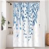 Uiiooazy Tenda Doccia Blu Navy, Tenda da Doccia Foglie Blu Acquerello Pianta Motivo Tende per Doccia Antimuffa Impermeabile Tessuto in Poliestere Lavabile Tende Vasca da Bagno con 8 Ganci 120x200cm