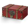 xiaowanwan Scrigno del Tesoro Vintage,Forziere Tesoro 23.5 x 16 x 9.5cm,Scatola Tesoro in Legno per Feste Accessori, Contenitori e Decorazioni (Rosso)