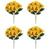 KHIronHive Fiori artificiali del pensiero 35 cm, composizioni floreali multicolore decorative con steli flessibili per casa, giardino, feste, matrimoni, interni ed esterni, set da 4 pezzi (giallo)