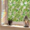 Runtoo Pellicola decorativa per la privacy con foglie di palma arcobaleno, 3D, in vinile, per finestre, statiche, non adesiva, 40 x 101 cm