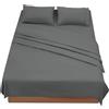 FARFALLAROSSA Lenzuola Matrimoniali 180x190/200 cm - Completo Letto 4 Pezzi in Microfibra Traspirante - Set con Angoli, Telo Sopra e 2 Federe 50x80 - Grigio Scuro