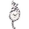 Fisura - Orologio da parete a forma di gatto con coda. Orologio da parete originale. Orologio silenzioso senzaa ticchettio 46 x 8 centimetri. Legno e ABS. 1 batteria AA (non inclusa) (Bianco e nero)