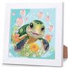 Pujeknm Tartarughe Diamond Painting per bambini con cornice in legno