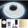 GIDEALED Kit di strisce LED COB DC24 V, 6000 K, luce bianca fredda, dimmerabile, 8 m, flessibile, con telecomando RF/controller Bluetooth, alimentatore da 24 V, per decorazione fai da te in casa,