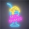 Generic Insegna al neon per tè al latte, frullati, gelato, luce al neon a LED, segnaletica decorativa per montaggio a parete in acrilico, tema cibo e bevande Milk Shakes-B